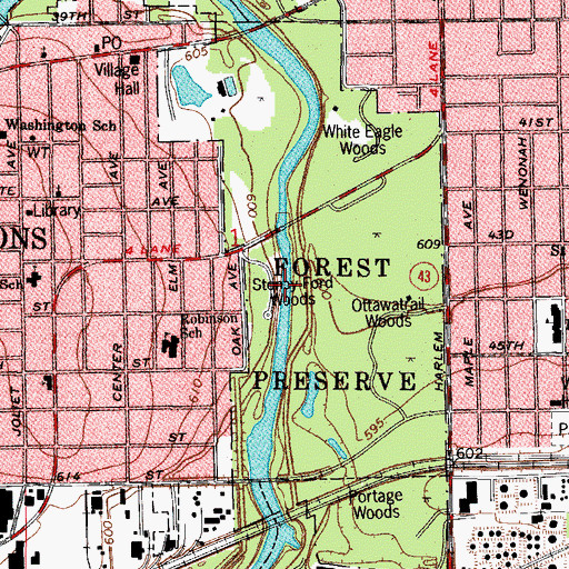 Topographic Map of Stoney Ford Woods, IL