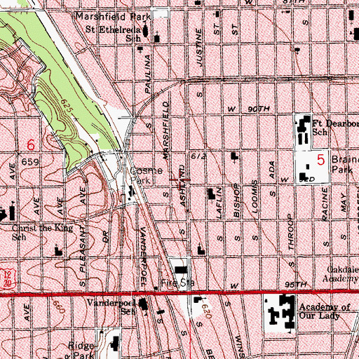 Topographic Map of Stratford Revival Center Southside Move of God Church, IL