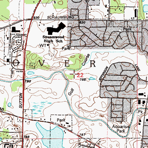 Topographic Map of Streamwood Oaks Golf Course, IL