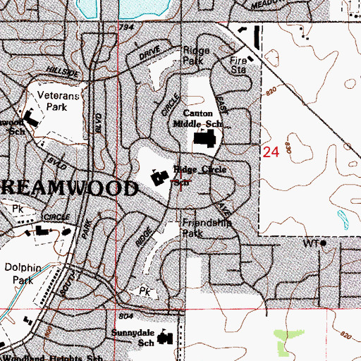 Topographic Map of Streamwood Park, IL