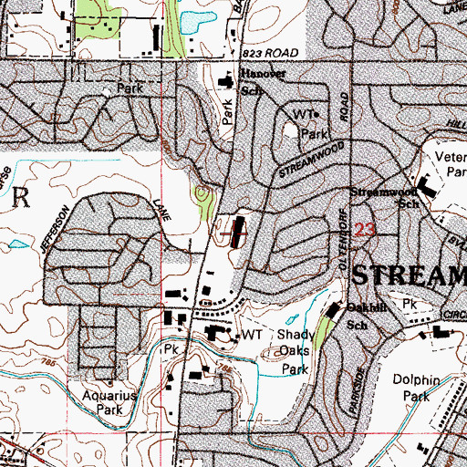 Topographic Map of Streamwood Shopping Center, IL