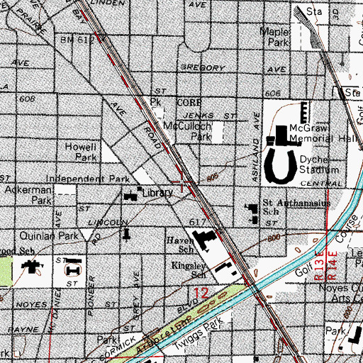 Topographic Map of Stuart Rodgers School of Photography, IL