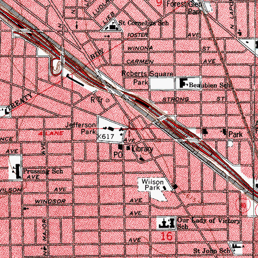 Topographic Map of Sunny Hill Beauty School, IL