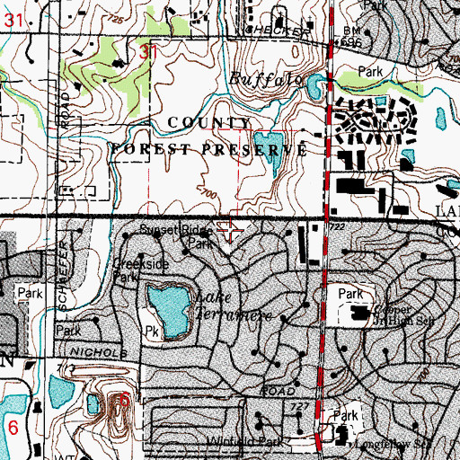 Topographic Map of Sunset Ridge Park, IL