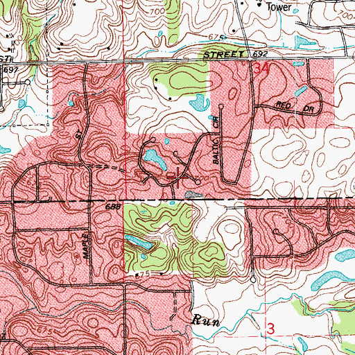 Topographic Map of Sylvan Woods, IL