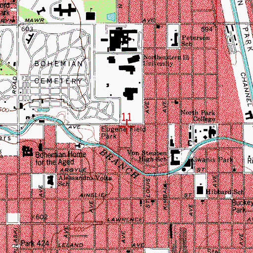 Topographic Map of Telshe Yeshiva Chicago Branch, IL