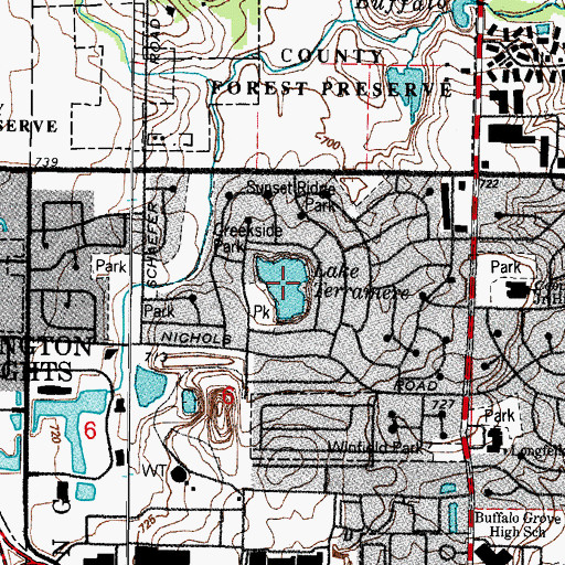 Topographic Map of Lake Terramere, IL