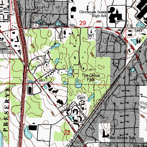 Topographic Map of The Grove Park, IL