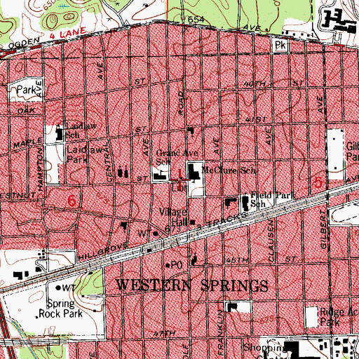 Topographic Map of Thomas Ford Memorial Library, IL