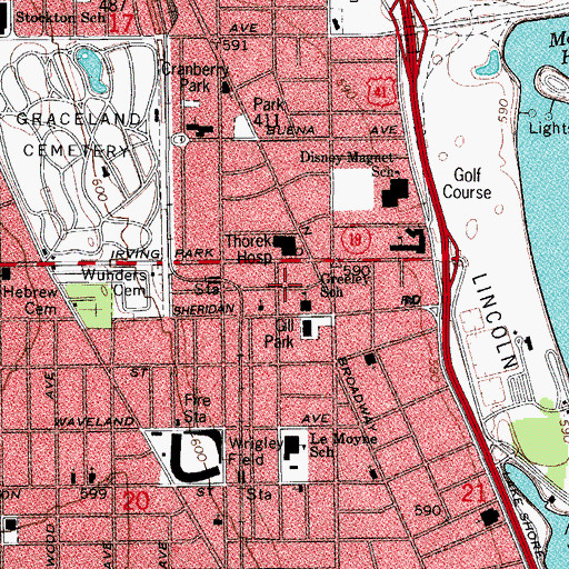 Topographic Map of Thorek Hospital and Medical Center, IL