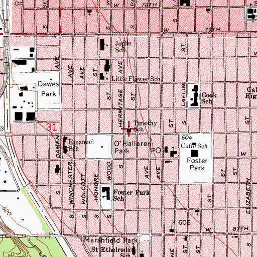 Topographic Map of Timothy Lutheran Church, IL