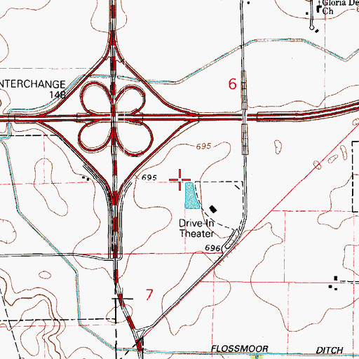 Topographic Map of Tinley Park World Music Theatre, IL