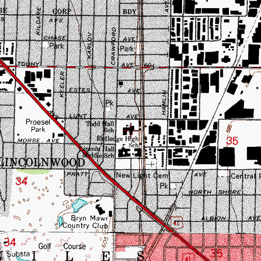 Topographic Map of Todd Hall School, IL