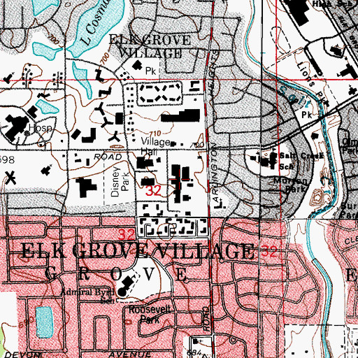 Topographic Map of Town Center Shopping Center, IL
