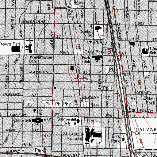 Topographic Map of Trahan Park, IL