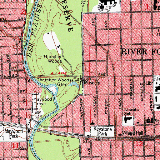 Topographic Map of Trailside Museum of Natural History, IL