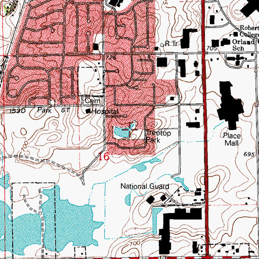 Topographic Map of Treetop Park, IL