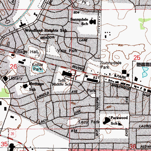Topographic Map of Tri-Village Baptist Church, IL