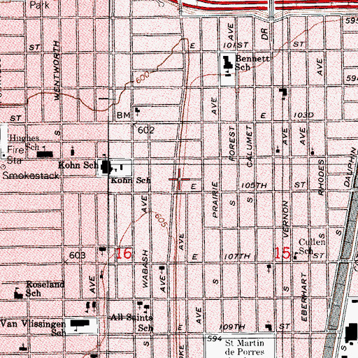 Topographic Map of Trinity All Nations Church, IL