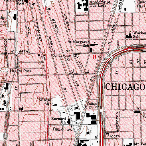 Topographic Map of Trinity Evangelical Lutheran Church, IL