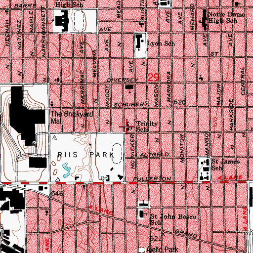 Topographic Map of Trinity Evangelical Lutheran Church, IL