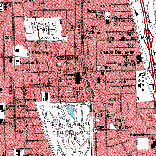 Topographic Map of City Colleges of Chicago - Harry S Truman College, IL