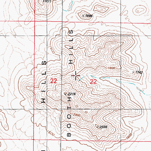 Topographic Map of Booth Hills, AZ