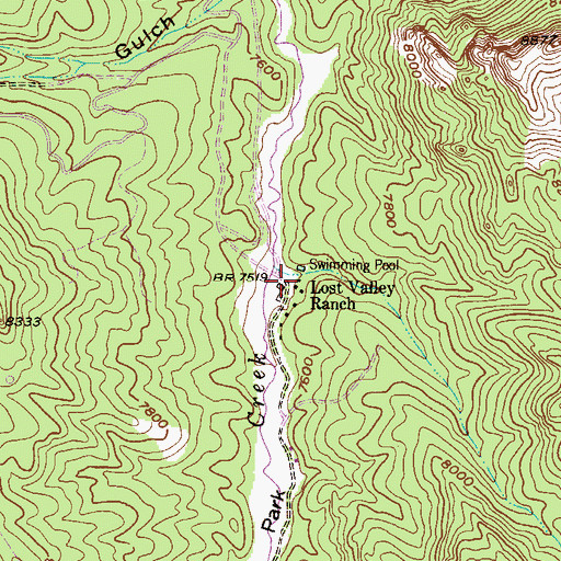 Topographic Map of Lost Valley Ranch, CO
