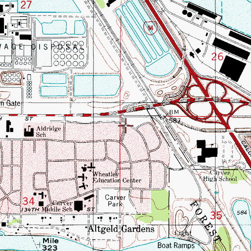 Topographic Map of United Church of Altgeld Gardens, IL