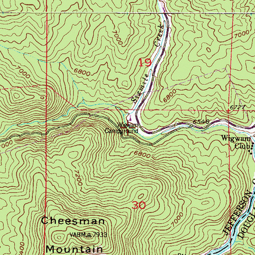 Topographic Map of Wigwam Campground, CO