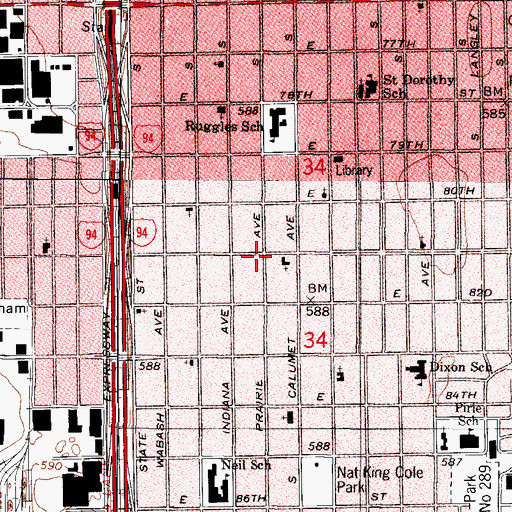 Topographic Map of Unity Catholic High School, IL