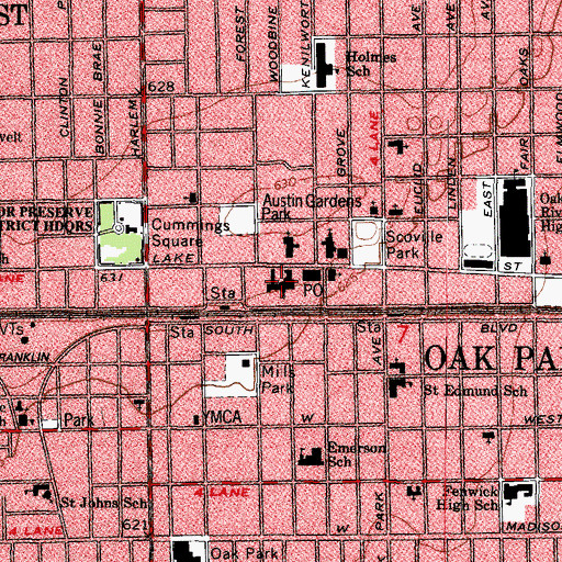 Topographic Map of Unity Temple, IL