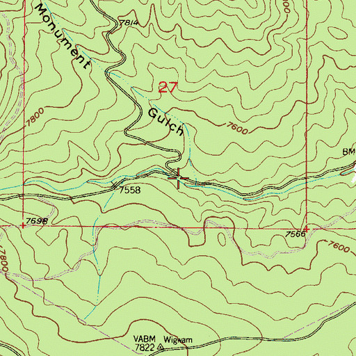 Topographic Map of Monument Gulch, CO