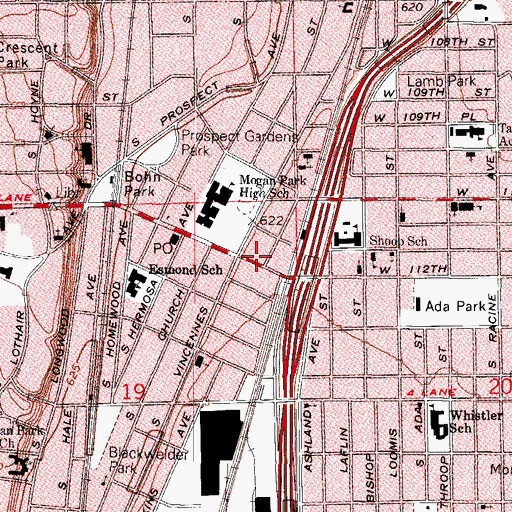 Topographic Map of Universalist Haggers Spiritualist Church, IL