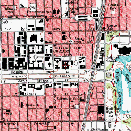 Topographic Map of University High School, IL