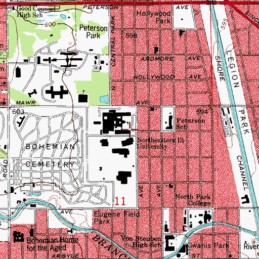 Topographic Map of Uptown Field Center, IL