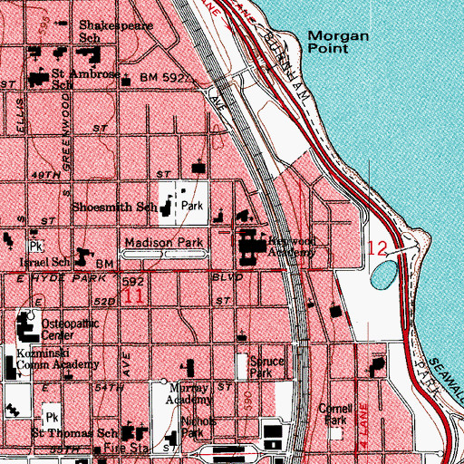 Topographic Map of Urban Life Center, IL