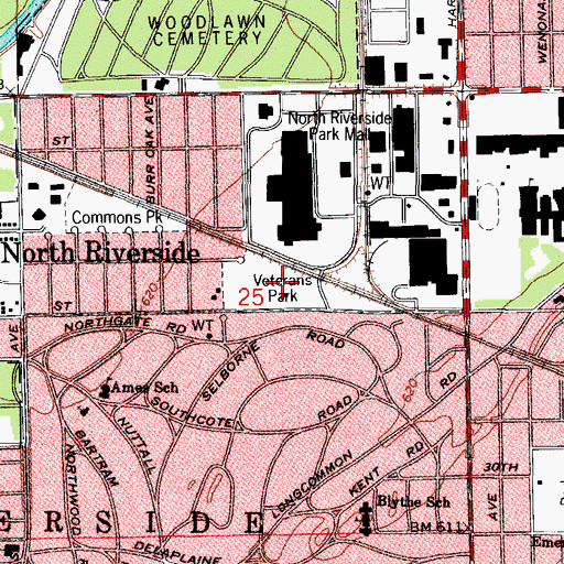 Topographic Map of Veterans Park, IL