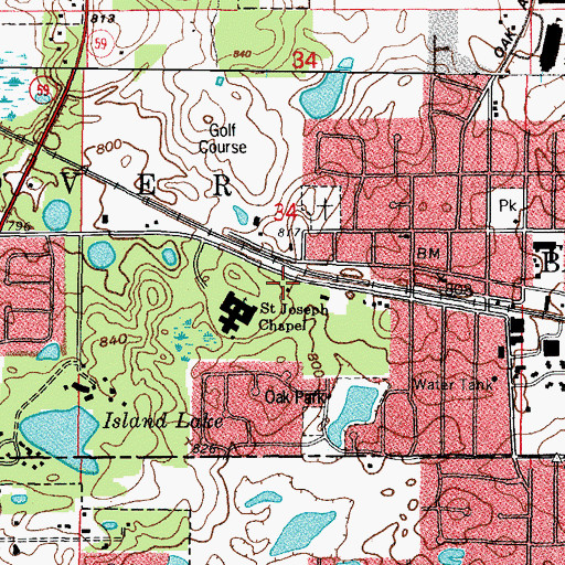 Topographic Map of Village Church of Bartlett, IL