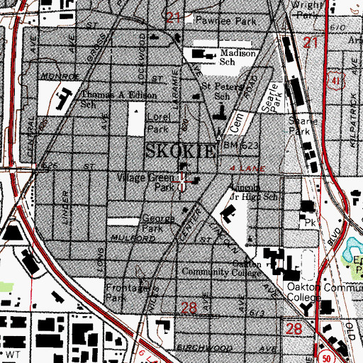 Topographic Map of Village Green Park, IL