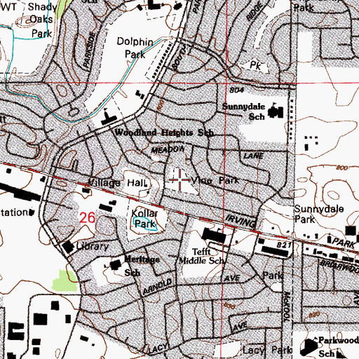 Topographic Map of Vine Park, IL