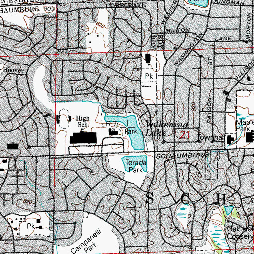 Topographic Map of Volkening Park, IL