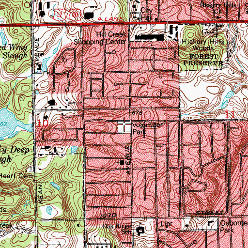 Topographic Map of Volunteer Park, IL