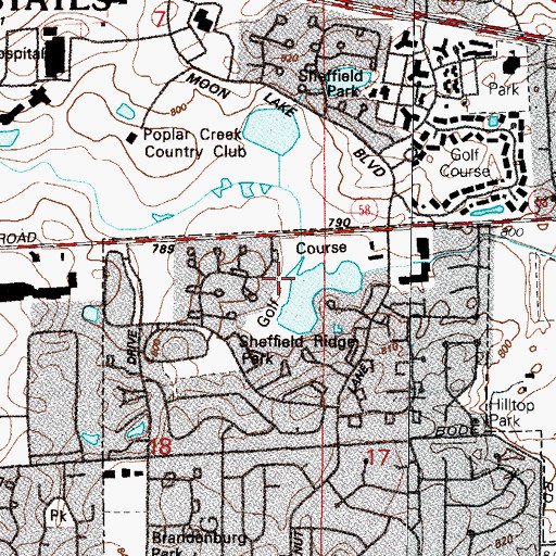 Topographic Map of Walnut Greens Golf Course, IL