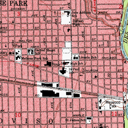 Topographic Map of Walther Lutheran High School, IL