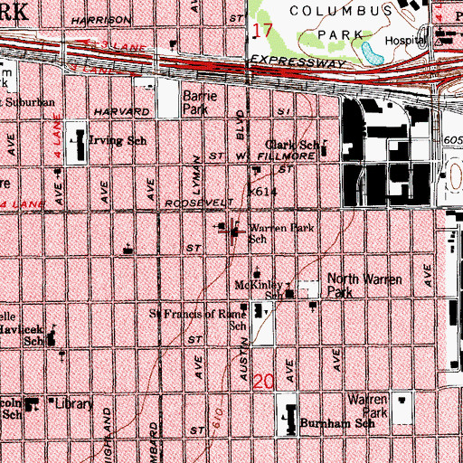 Topographic Map of Warren Park School, IL