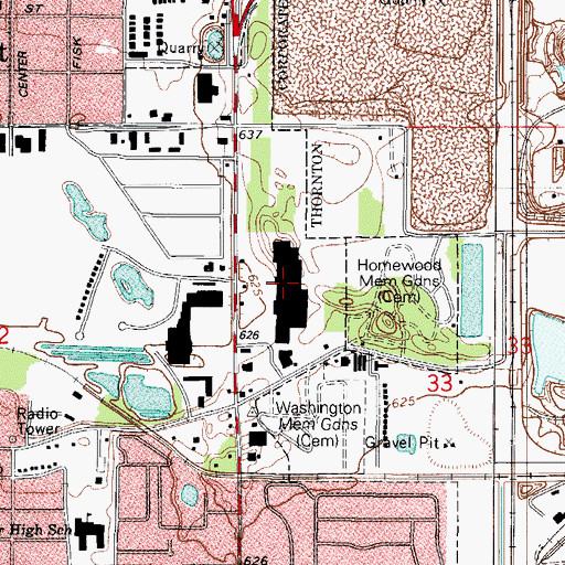 Topographic Map of Washington Park Plaza, IL
