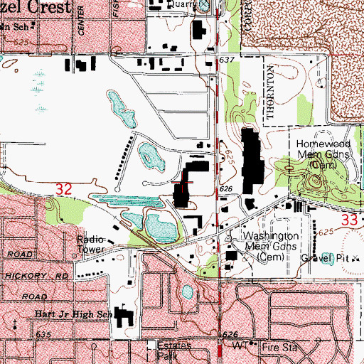 Topographic Map of Washington Square Mall Shopping Center, IL
