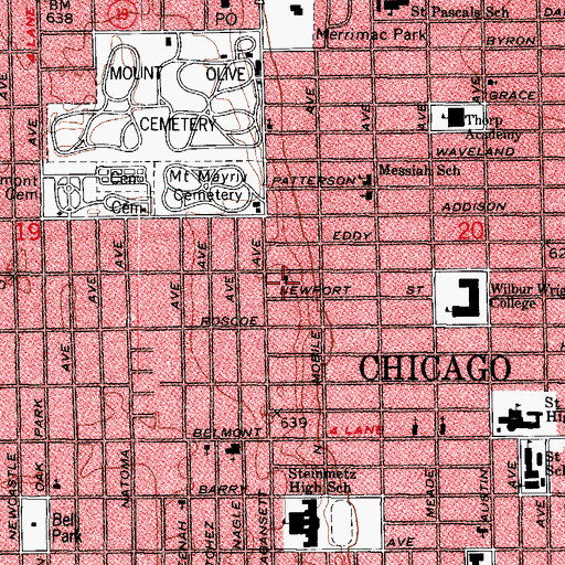 Topographic Map of Watson Park Congregational Church, IL