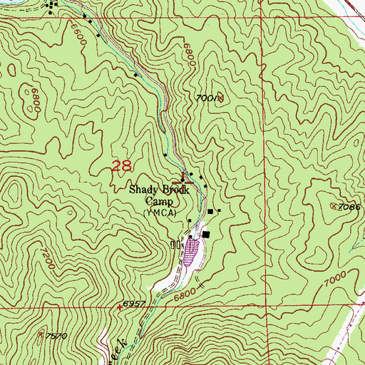 Topographic Map of Shady Brook Camp, CO